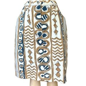 VINTAGE PATRICK COX Denim Geometric Pattern Skirt Multicolor Size 10